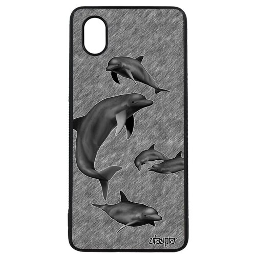 фото Ударопрочный чехол на телефон // galaxy a01 // "дельфины" океан животные, utaupia, серый