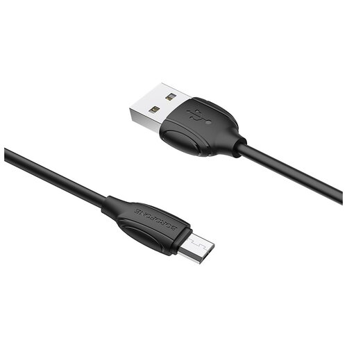 Кабель Borofone USB - microUSB (BX19), 1 м, 1 шт., черный usb кабель borofone bx65 для зарядки передачи данных microusb 2 4а led 1 метр тре черный