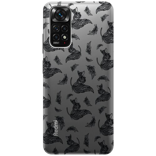 Силиконовый чехол с принтом Foxes and feathers для Xiaomi Redmi Note 11S / Сяоми Редми Ноут 11С чехол накладка transparent 3d для xiaomi redmi note 9t с принтом foxes and feathers