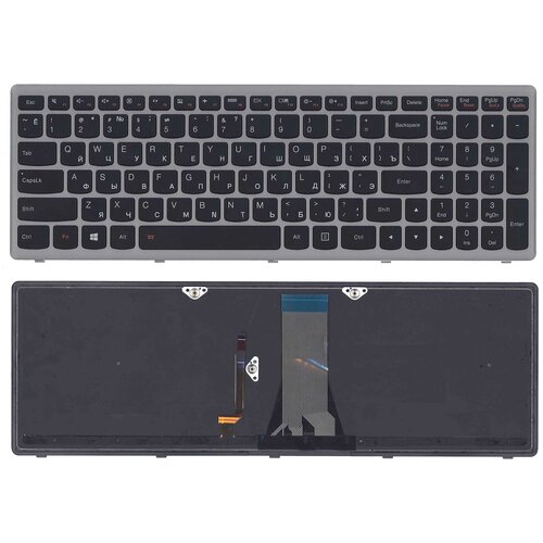 Клавиатура для ноутбука Lenovo G505s Z510 S510 черная с подсветкой c серебристой рамкой клавиатура для ноутбука lenovo ideapad flex 15 g500s g505a g505g g505s s500 s510 z510 p n 25211091