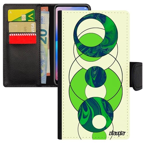 фото Защитный чехол-книжка для телефона // iphone x // "круги" узор стиль, utaupia, голубой