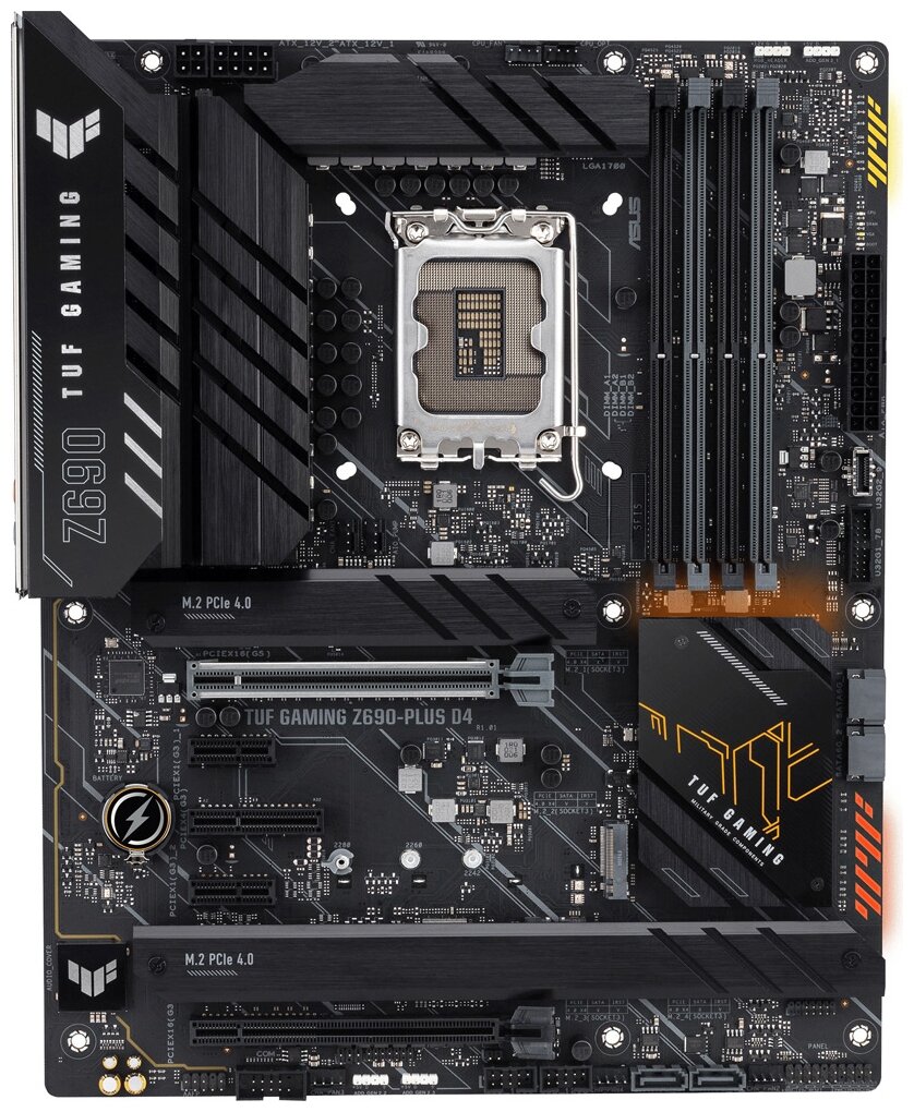 Материнская плата ATX ASUS TUF GAMING Z690-PLUS D4 (LGA1700, Z690, 4*DDR4(5333), 4*SATA 6G RAID, 4*M.2, 3*PCIE, 7.1CH, 2.5Glan, 6*USB 3.2, 2*USB Type-