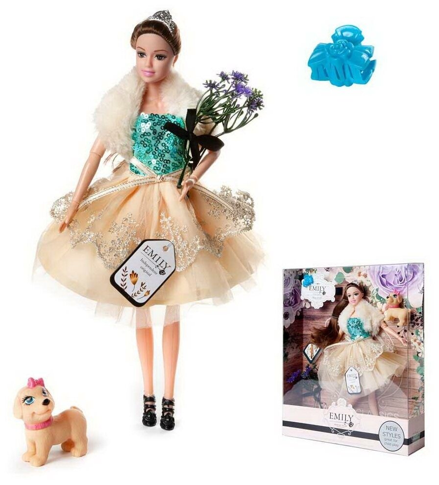 Кукла ABtoys Emily Цветочная серия с собачкой и аксессуарами, 30см QJ079C