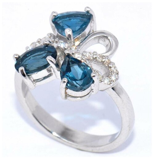 Кольцо Silver WINGS, серебро, 925 проба, топаз, фианит, размер 17.25, голубой, бесцветный