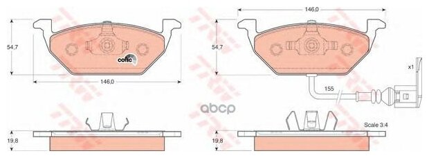 Колодки Тормозные Audi A3 >03/Vw G4/G5/Skoda Octavia 1.4/1.6/1.9d Передние TRW арт. GDB1386