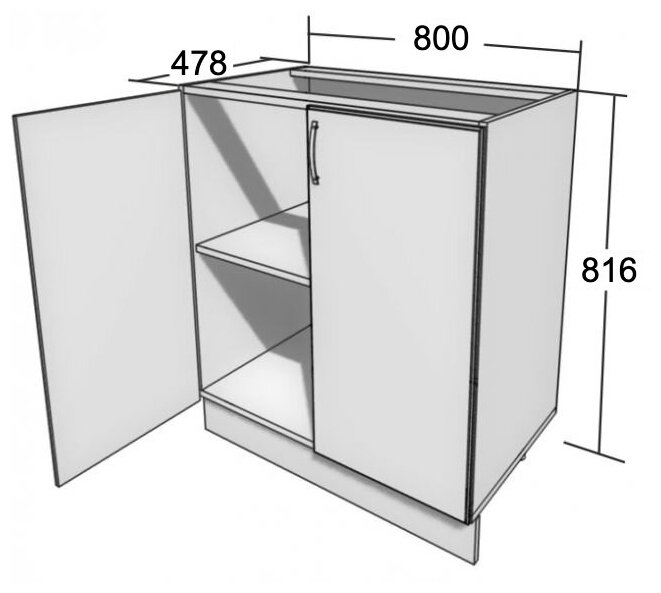 Кухонный модуль напольный Глетчер, МДФ, 80х81.6х47.8 см - фотография № 2