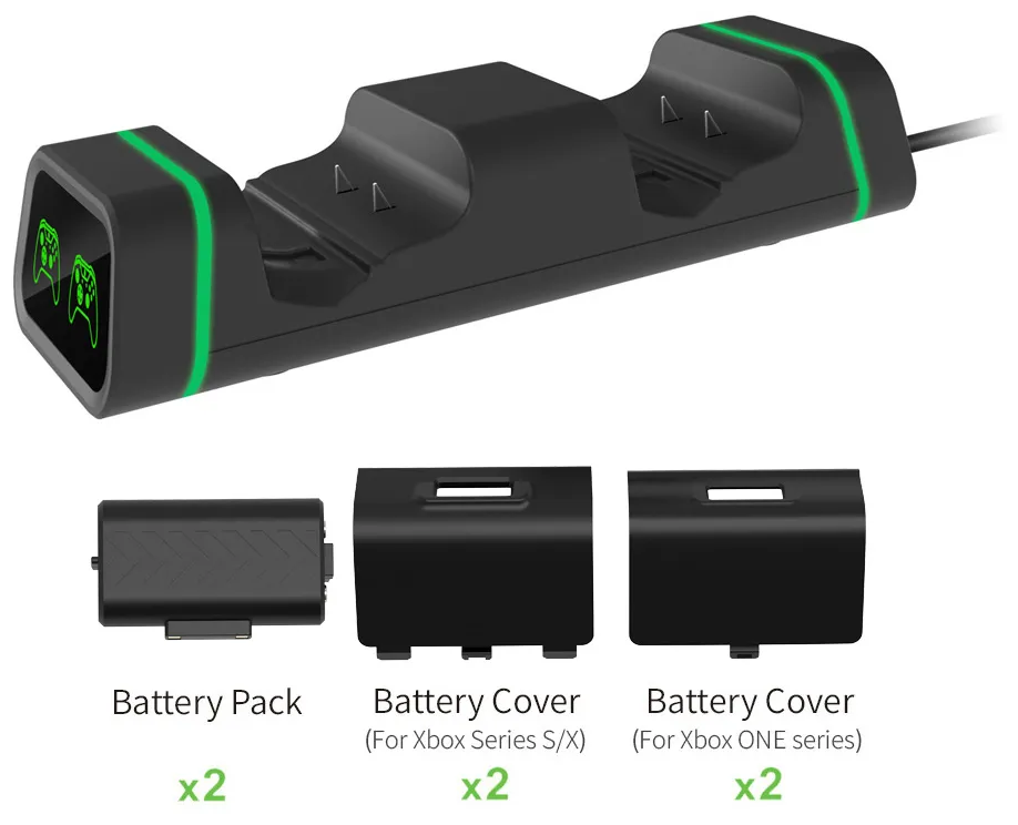 Зарядная станция Dobe Xbox Series S/X - Xbox One Dual Charging Dock + 2шт АКБ 800mAh TYX-19006X