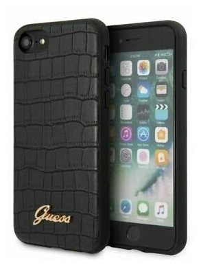 Чехол Guess Animal Croco with metal logo Hard для iPhone 7/8/SE 2020, черный