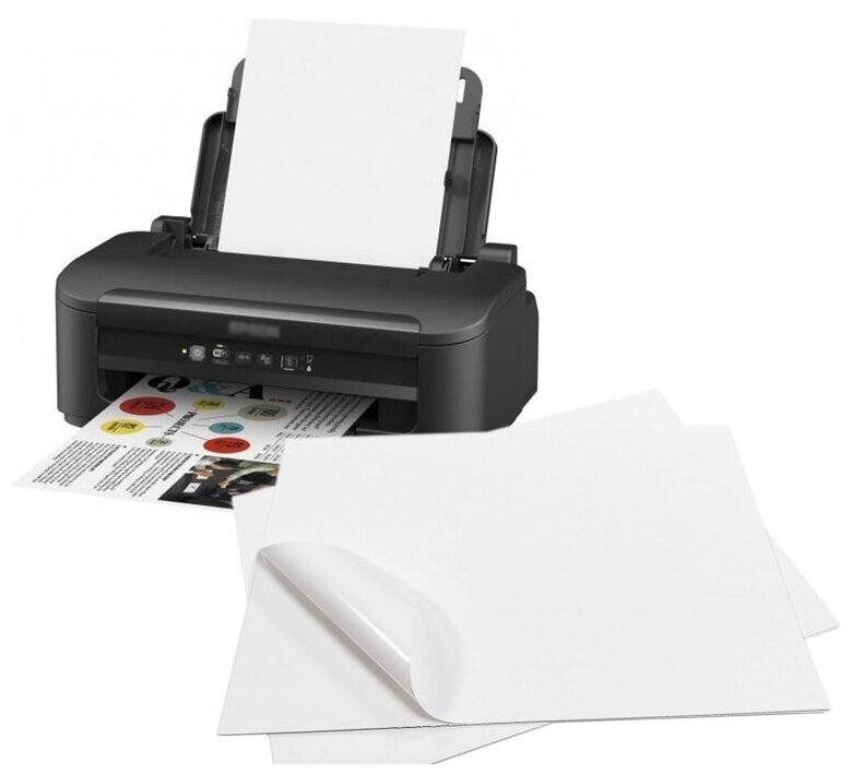Бумага самоклеящаяся А4 (10 листов) белая, полуглянцевая. Этикетки самоклеящиеся для печати на принтере (подходят для стикеров, штрихкодов)
