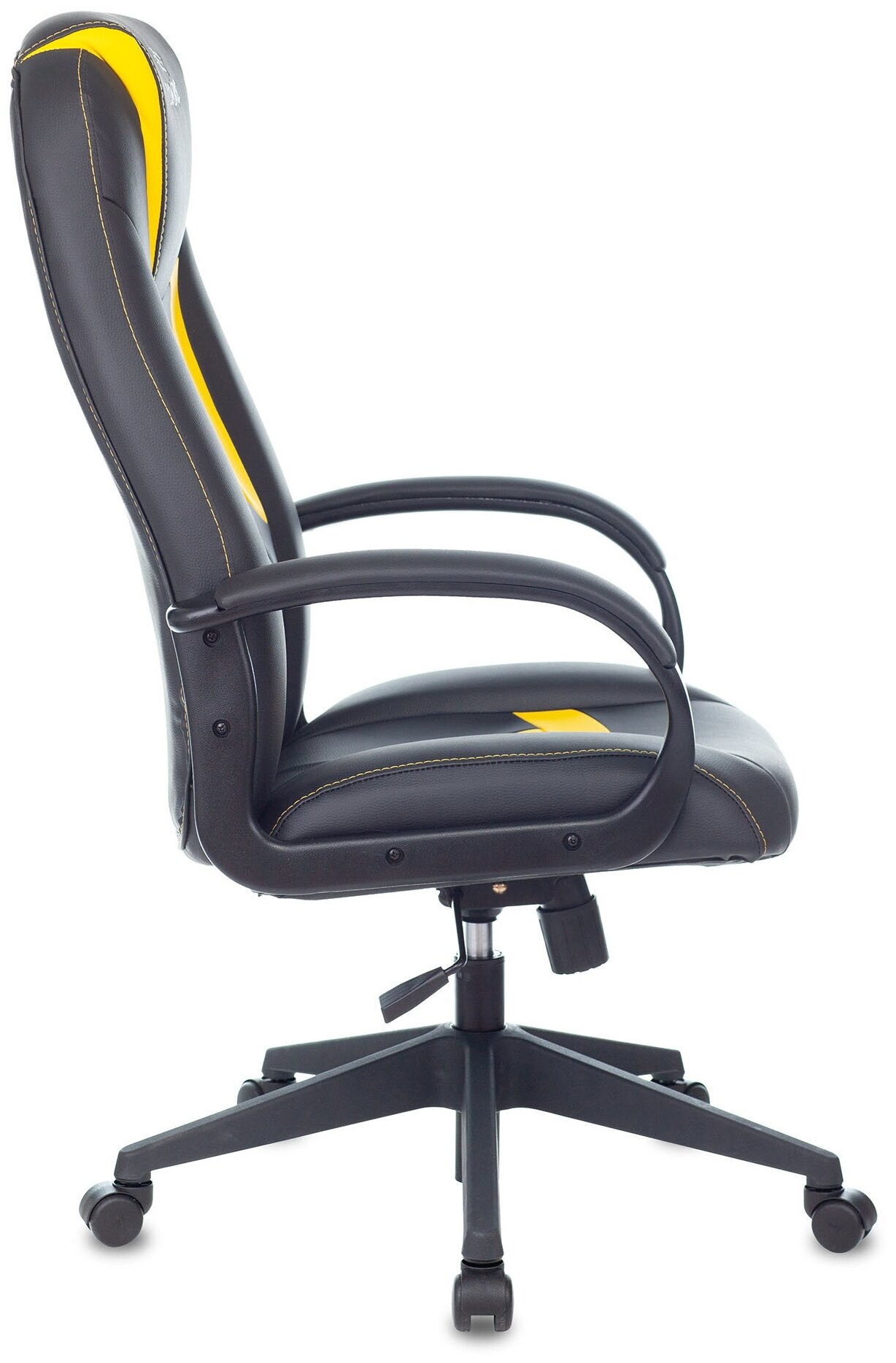 Кресло игровое Zombie 8 черный/желтый эко.кожа крестов. пластик - фотография № 4