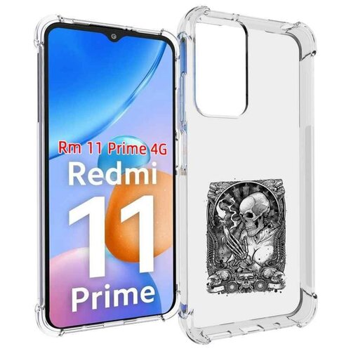 Чехол MyPads девушка скелет для Xiaomi Redmi 11 Prime 4G задняя-панель-накладка-бампер