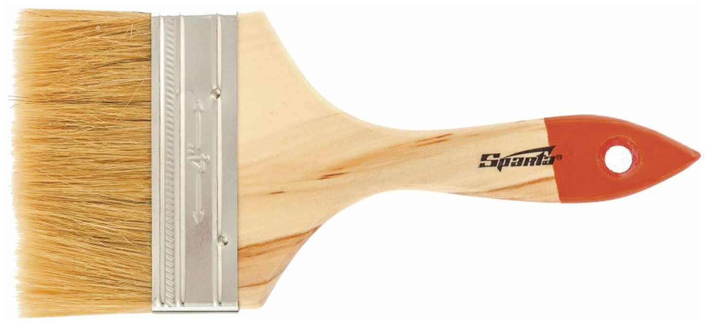 Кисть плоская 4" натуральная щетина деревянная ручка Slimline SPARTA 824455