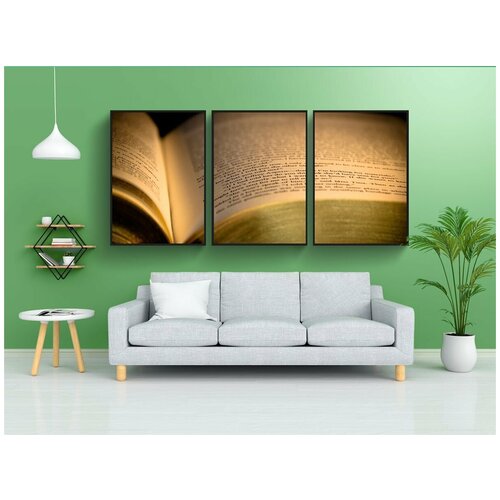 фото Модульный постер "книга, открыто, страница" 180x90 см. из 3х частей в тубусе, без рамки lotsprints