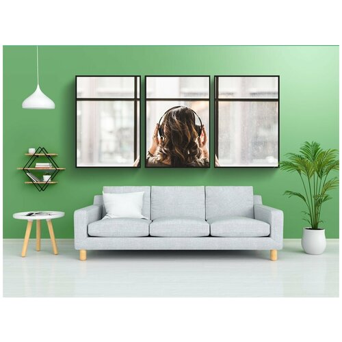 фото Набор модулных постеров для интерьера "стекло, стена, люди" 60x90 см. в тубусе, без рамки lotsprints