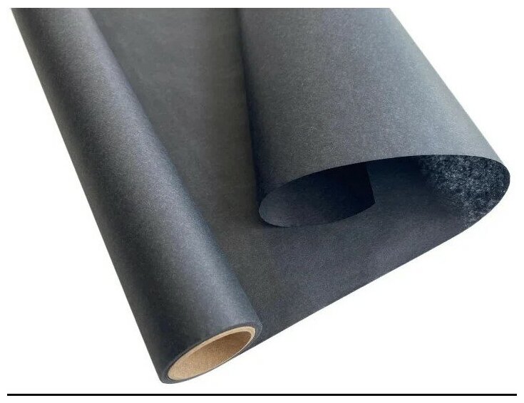 Бумага Decoromir упаковочная оберточная в рулоне 50 м, черная 101 см