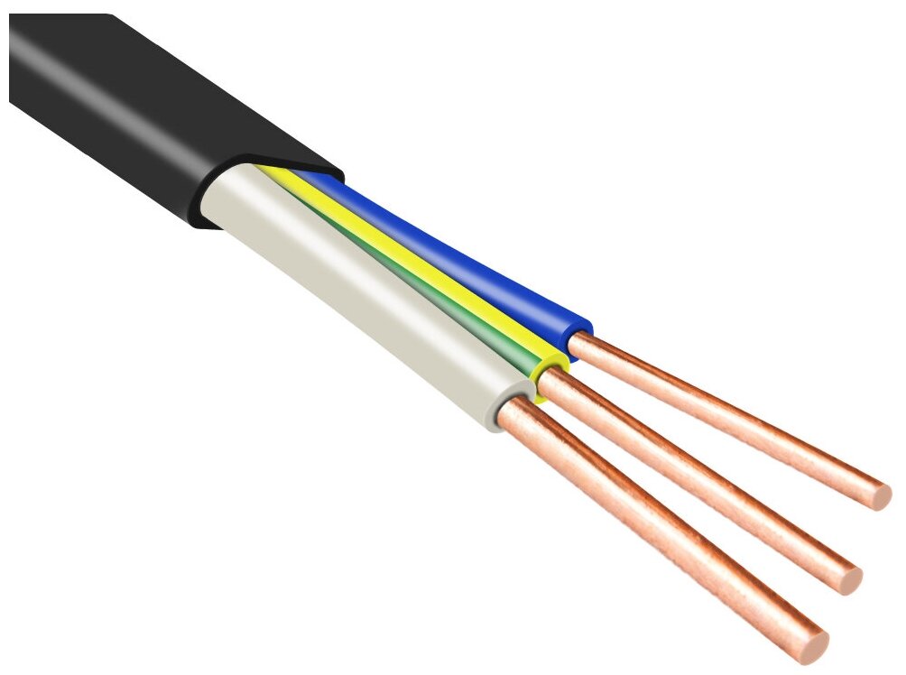 Кабель ЭлПроКабель ВВГП-нг(А) LS 3x2.5мм2 20м ГОСТ медь черный - фото №1