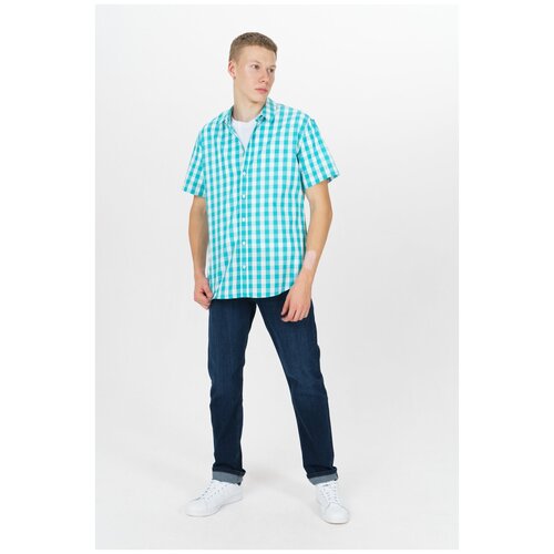 фото Рубашка с коротким рукавом tom farr t m7015.10 (803-1-coll) бирюзовый 46