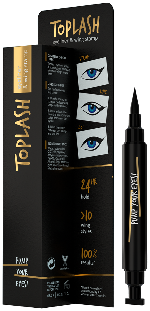 Toplash Подводка со штампом для стрелок Eyeliner and wing stamp, оттенок черный