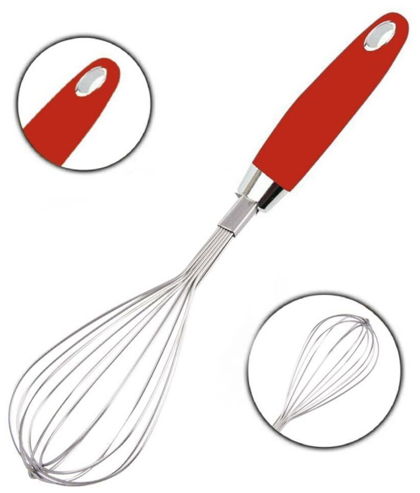 Венчик кулинарный с пластиковой ручкой Ideal Kitchen, 29 см, красный