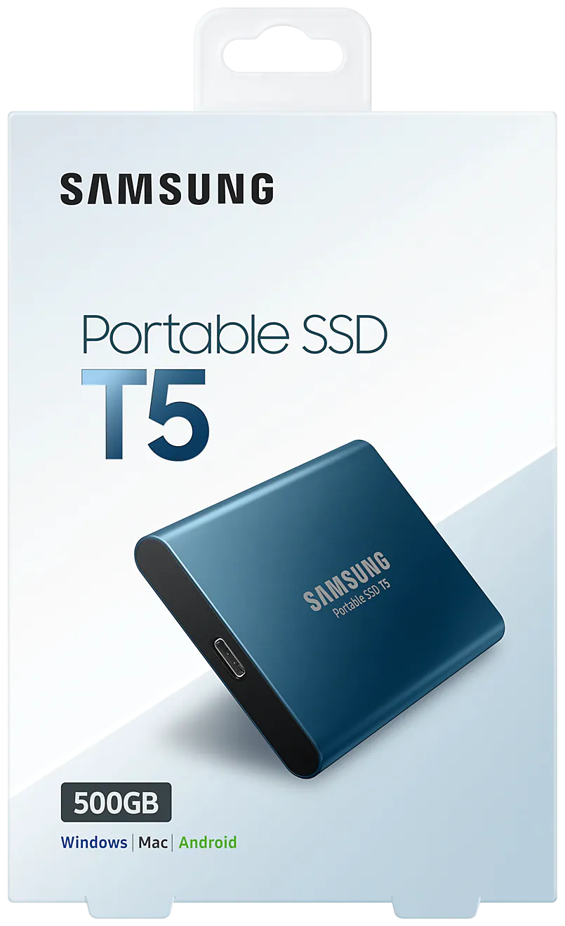 2 ТБ Внешний портативный твердотельный SSD накопитель Samsung T5 (MU-PA2T0B/WW) USB 3.1, черный