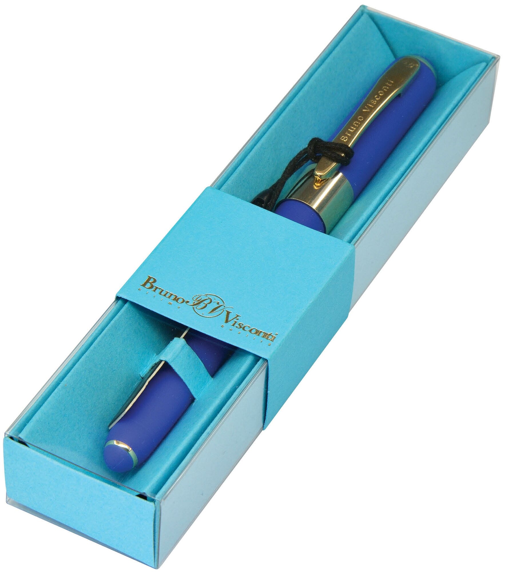 Ручка шариковая автоматическая BrunoVisconti, 0,5 мм, синяя, в футляре, Monaco (синий корпус), Арт. 20-0125/087