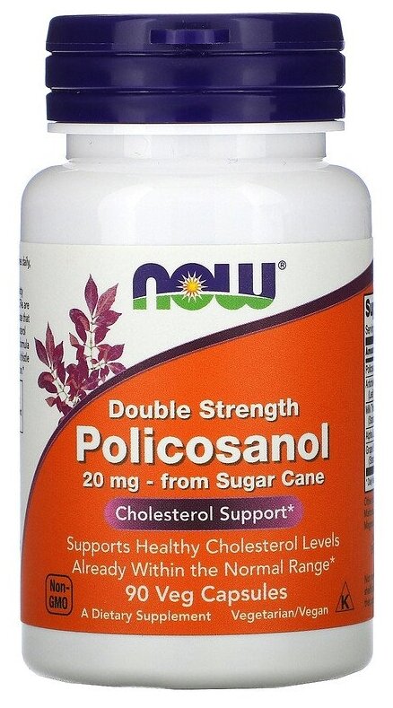 Капсулы NOW Policosanol Double Strength 20 мг, 20 мг, 90 шт.