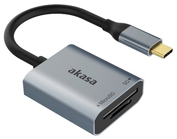 Картридер Akasa USB 3.2 Type-C Dual SD/microSD AK-CR-10BK