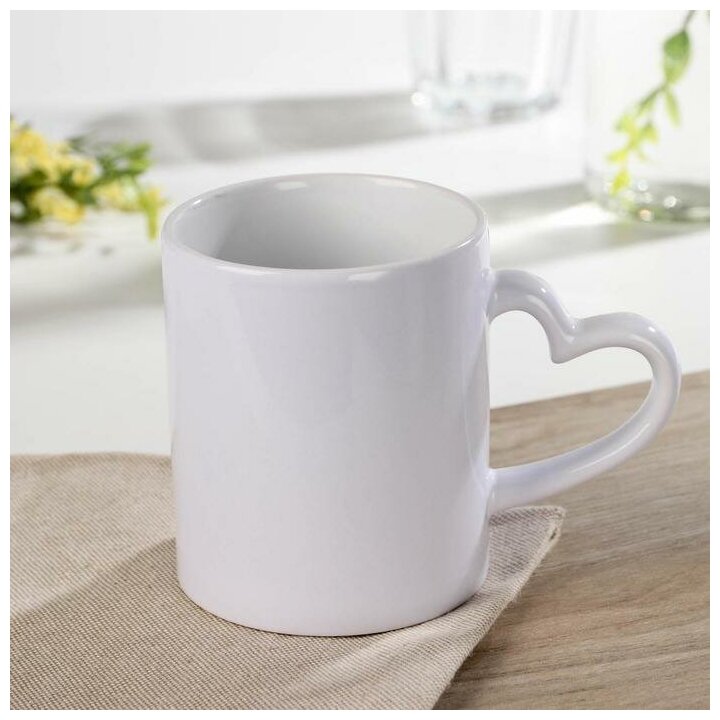 фото Кружка под сублимацию Доляна «Лав стори», 320 мл, 12×8×9,5 см, цвет белый