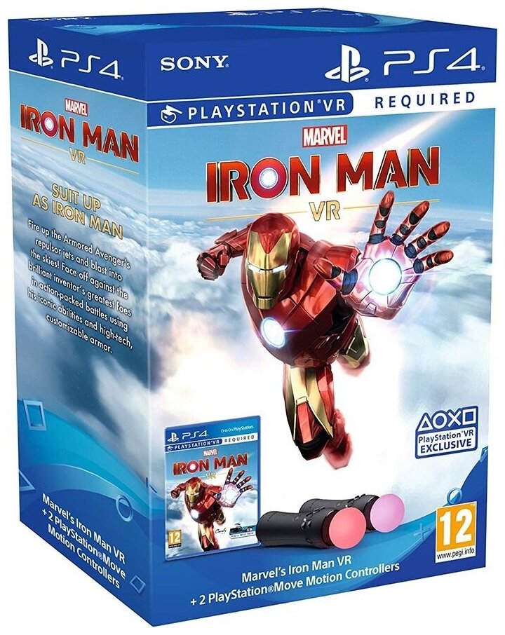 Контроллер движений Sony Move Motion Controller Twin Pack (CECH-ZCM2E) + Игра Marvel Iron Man VR (PS4)