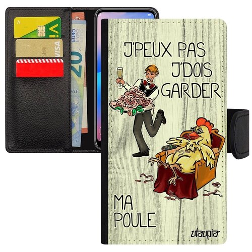фото Противоударный чехол книжка для мобильного // apple iphone xs // "не могу - у меня курица!" надпись рисунок, utaupia, светло-серый