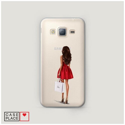 фото Чехол пластиковый samsung galaxy j3 2016 девушка в красном мини-платье case place
