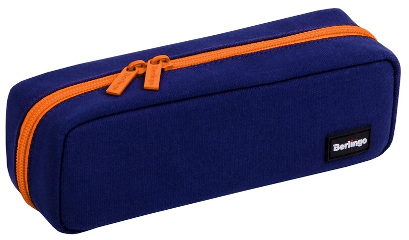 Пенал-футляр Berlingo корпусный, 210х70х50 мм Navy orange, полиэстер, 3 внутренних отделения PM09161