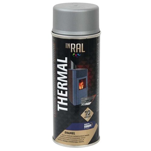 Эмаль INRAL THERMAL 600°, RAL9006 алюминиевый, матовая, 400 мл, 1 шт. грунтовка inral ground антикоррозийная 0 4 л красный ral3009