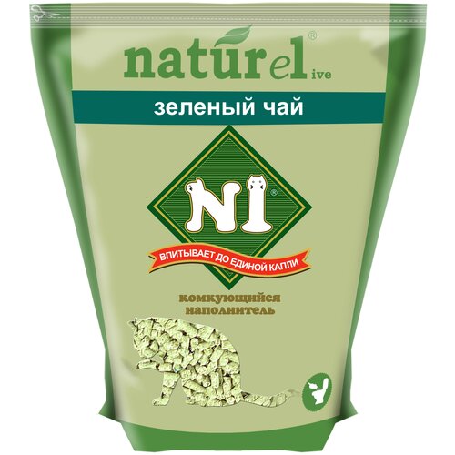 Наполнитель N1 NATUReL Зеленый чай для кошек, древесный, комкующийся, 17.5 л, 7.1 кг наполнитель для кошек n1 naturel древесный комкующийся 4 5л 30126