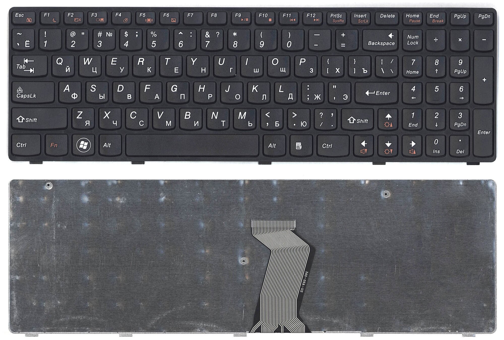 Клавиатура для ноутбука Lenovo AELZ3700010 черная с черной рамкой 1060₽