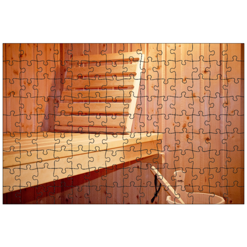 фото Магнитный пазл 27x18см."сауна, деревянные скамьи, деревянная сауна" на холодильник lotsprints