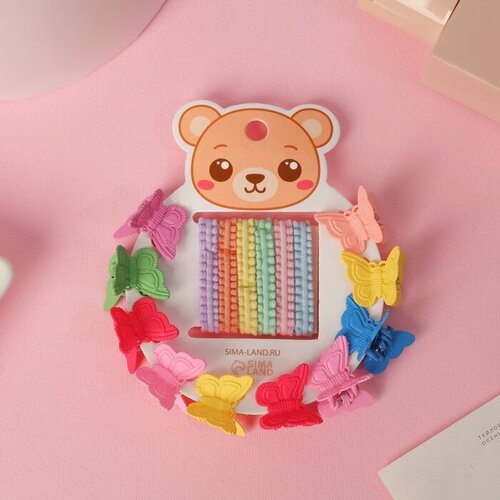 Набор для волос Солнышко 6 резинок10 крабиков бабочка микс 244₽