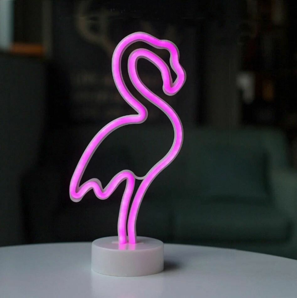 Светильник ночник светодиодный неоновый Фламинго