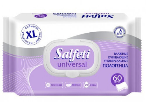 Влажные полотенца Salfeti Universal XL универсальные, 60 шт