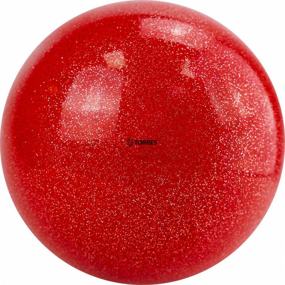 Мяч для художественной гимнастики TORRES AGP-15-02, 15 см, ПВХ, красный с блестками