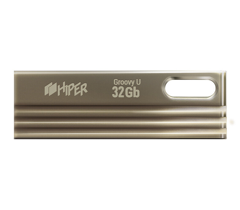 Накопитель HIPER USB2 Flash 32GB Hiper Groovy U, цинк, цвет титан