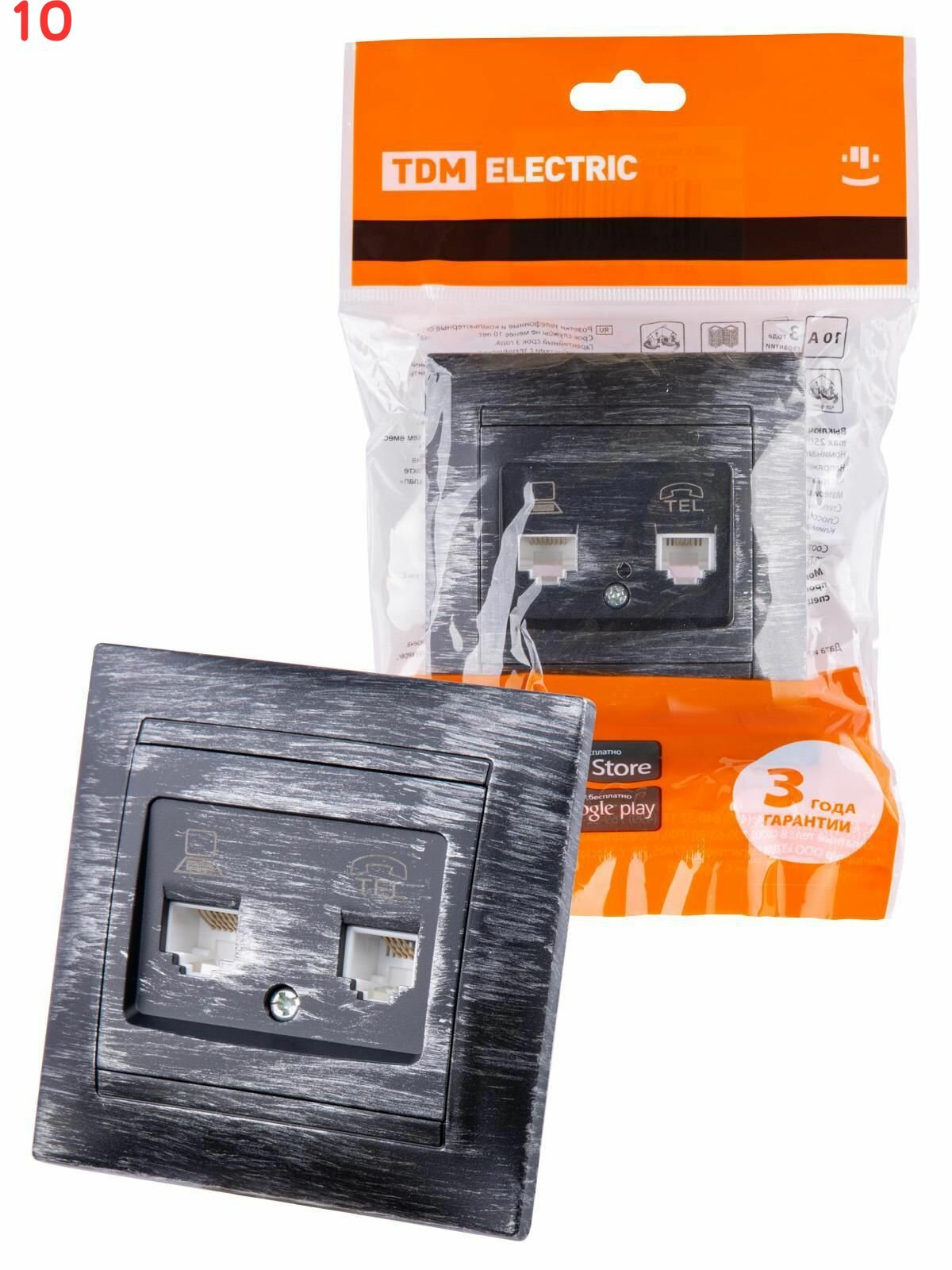 Розетка компьютерная RJ45/телефонная RJ11 TDM Electric - фото №7