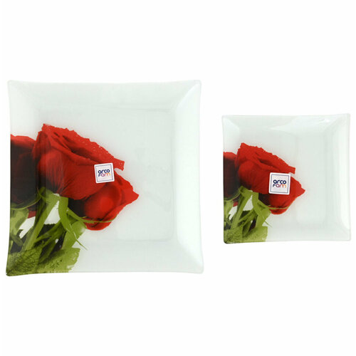 Набор для торта 7 предметов (блюдо 29,5 х 29,5 х 2,5 см + 6 тарелок 18 х 18 х 1,5 см) Royal Glass 