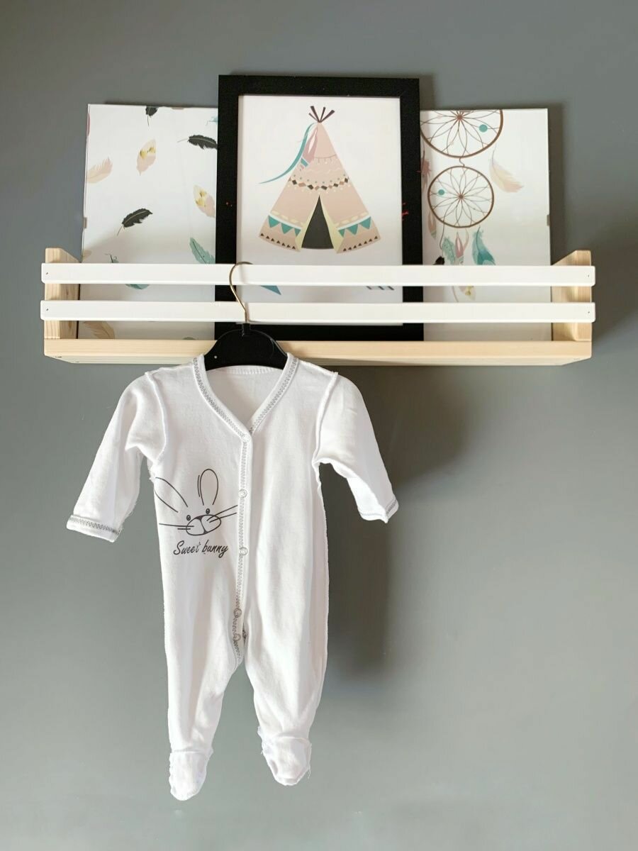 фото Полка настенная для кухни, для ванной деревянная