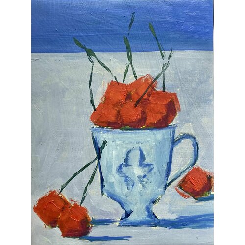 Черешня натюрморт 11 маслом современный художник Петербург Черешня натюрморт