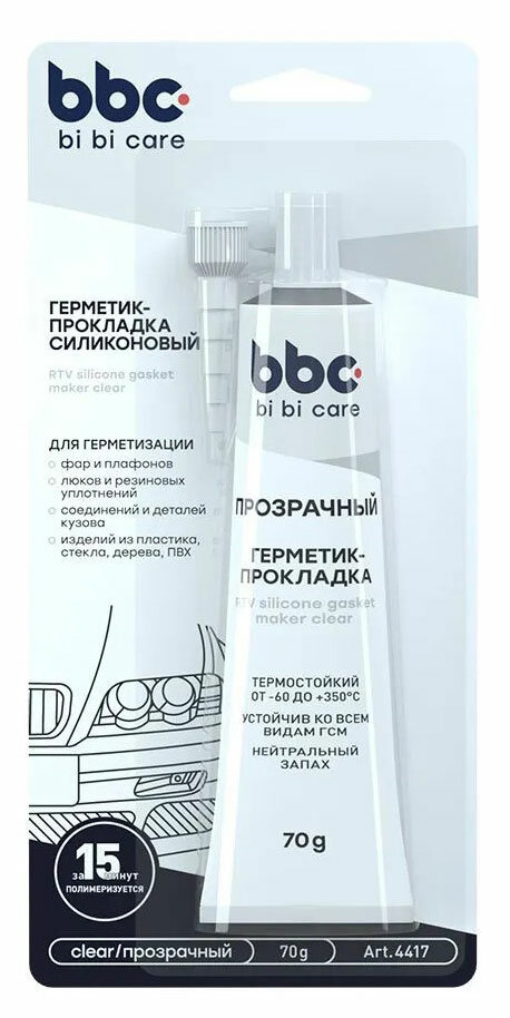 Герметик-прокладка силиконовый прозрачный bi bi care, 70 г / 4417