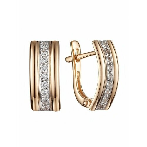 Серьги YA ZOLOTO, красное, желтое золото, 585 проба, фианит, , красный