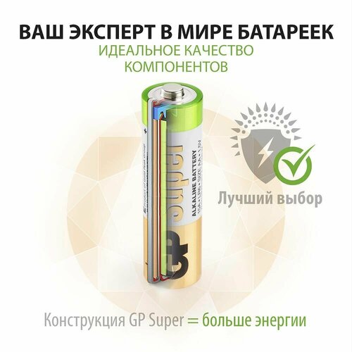 Батарейка GP Batteries Super АА пальчиковая LR6 1,5 В (4 шт.) батарейка super аа пальчиковая lr6 1 5 в 4 шт