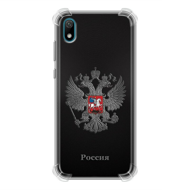 Дизайнерский силиконовый чехол для Хуавей Y5 2019 / Huawei Y5 2019 герб России серебро