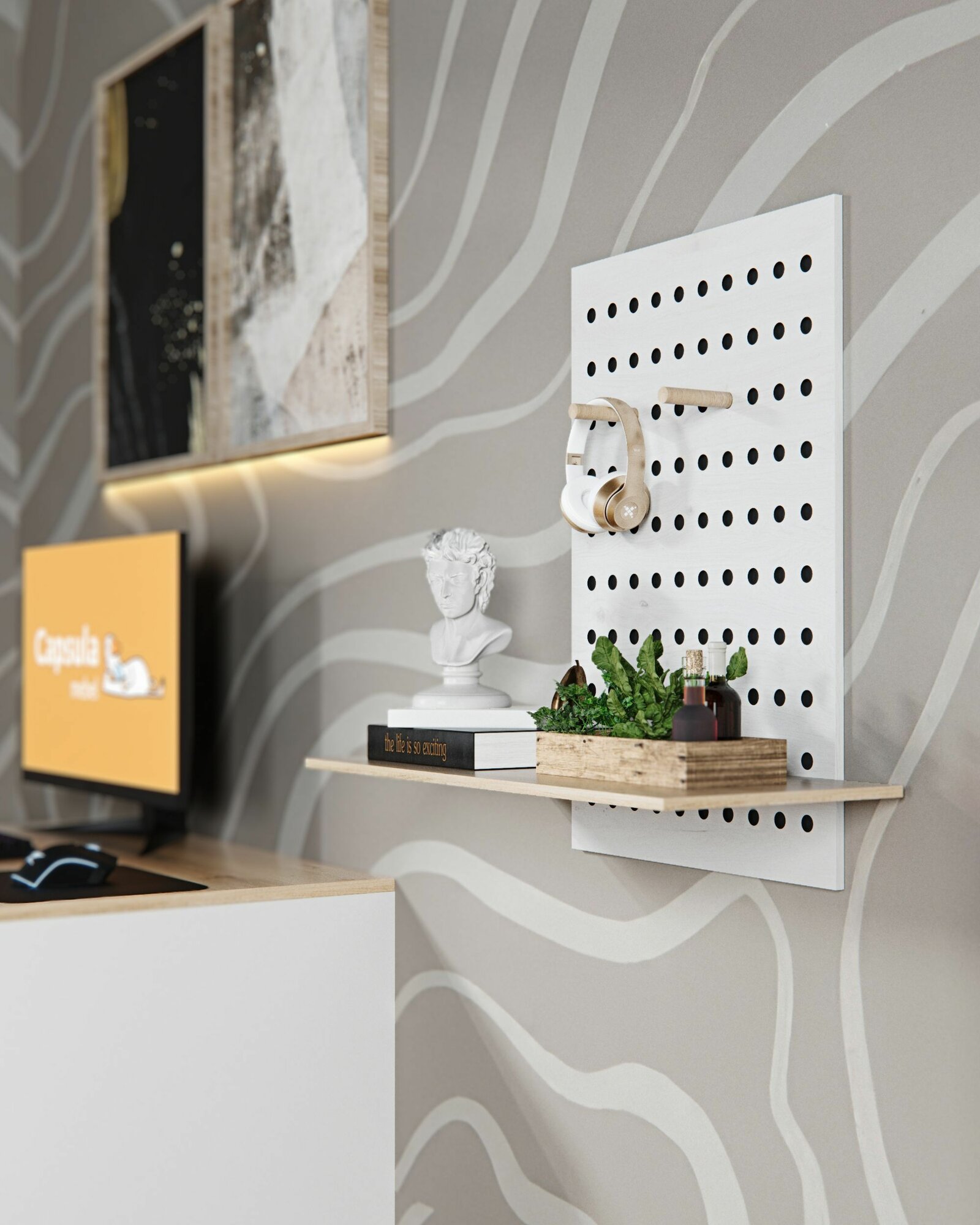 фото Стеновая панель перфорированная , полка , настенный универсальный органайзер.